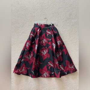 Floral Black and Red Women's Skirt
